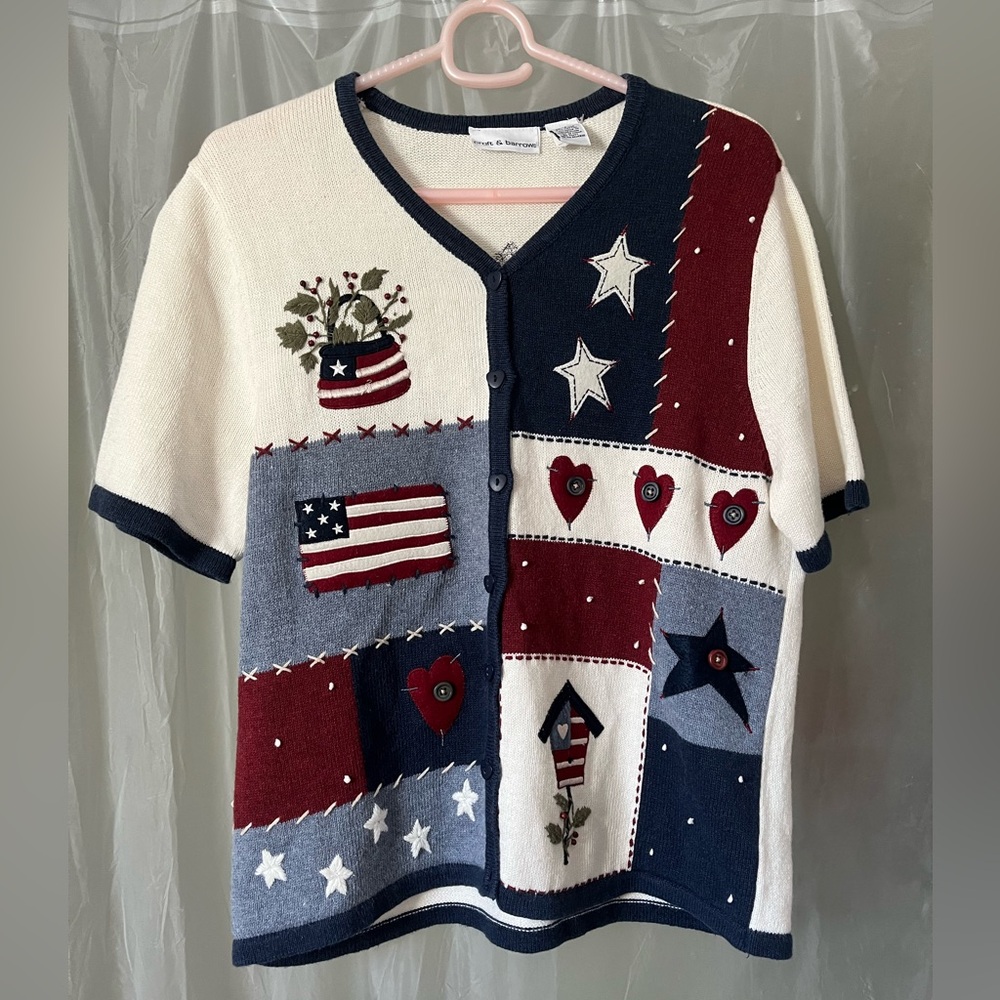 Croft & Barrow Women's USA Flag Patriotic Cardigan